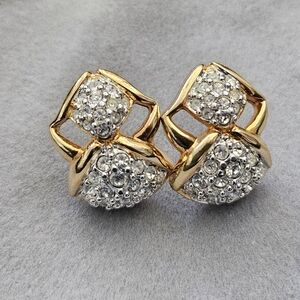 Gold-Tone Swarovski Crystal Cluster Pierced Earrings
